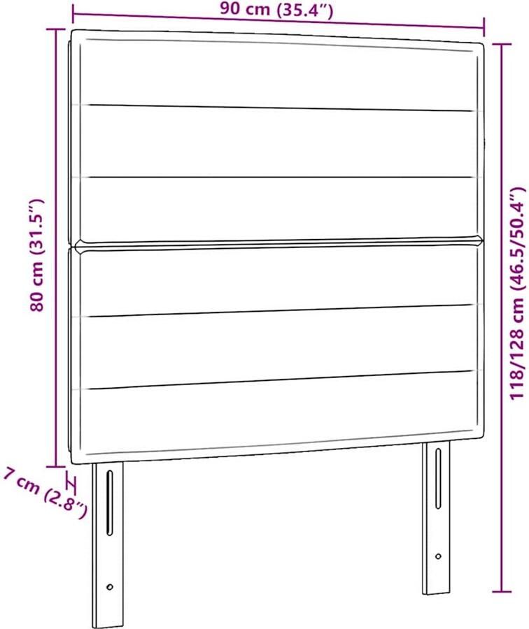 VidaXL LED Hoofdbord met LED -striplichten Donkerbruin 90 cm Stof - Foto 2