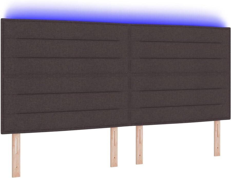 VidaXL LED Hoofdbord Lijnen Ontwerp Donkerbruin 100 cm Stof - Foto 2