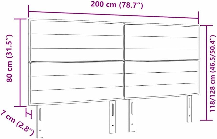 VidaXL LED Hoofdbord Lijnenontwerp Taupe 200 cm Stof