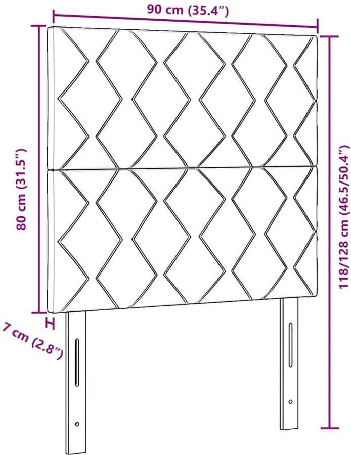 VidaXL Hoofdbord met LED -striplichten met hoofdeinde Bruin 90 cm Stof - Foto 2