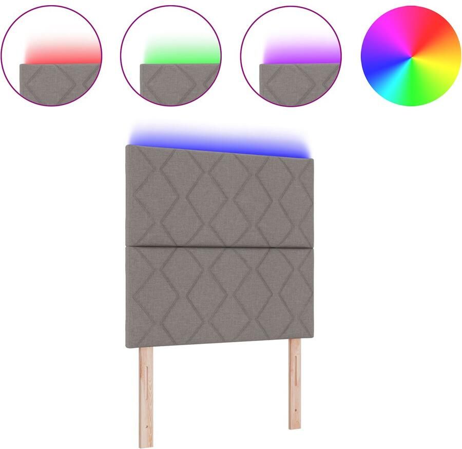 VidaXL LED Hoofdbord met Diamant Blokken Ontwerp in Taupe 100 cm Stof - Foto 3