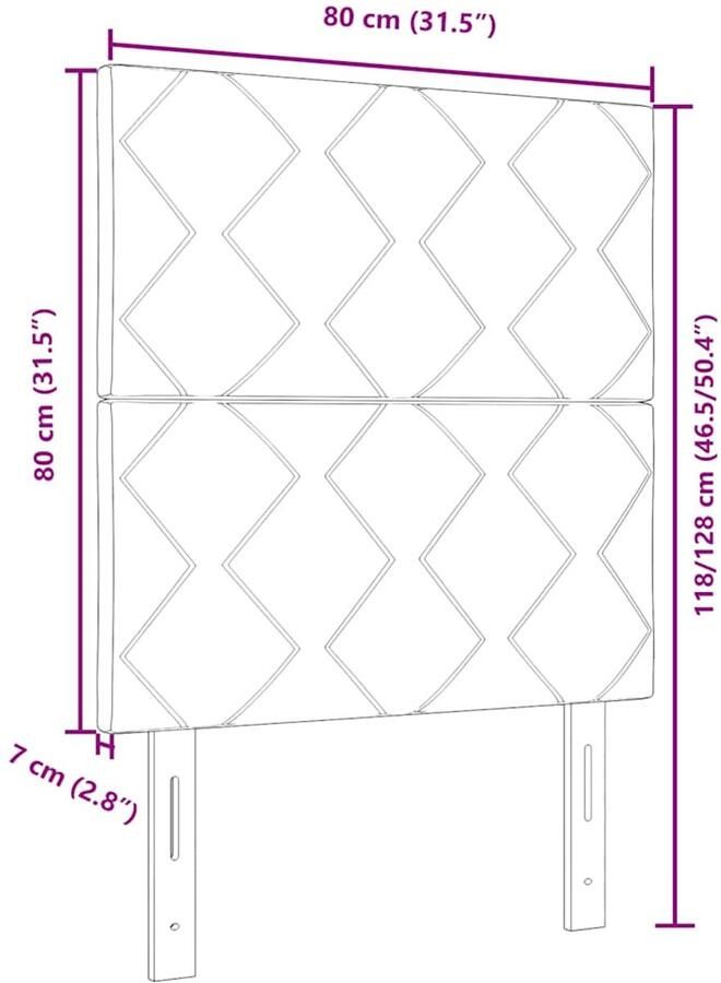 VidaXL LED Hoofdbord met Diamanten Blokken Ontwerp Donkerblauw 80 cm Velvet