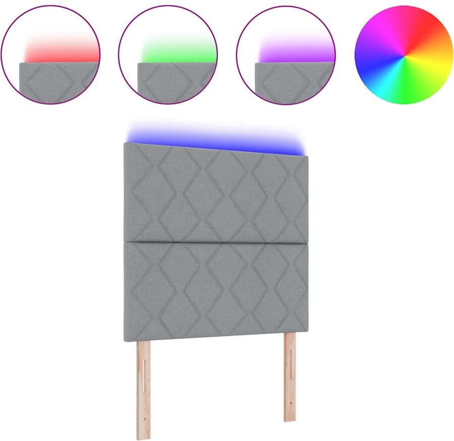 VidaXL LED Hoofdbord met Diamantblok Ontwerp Lichtgrijs 100 cm Stof - Foto 3