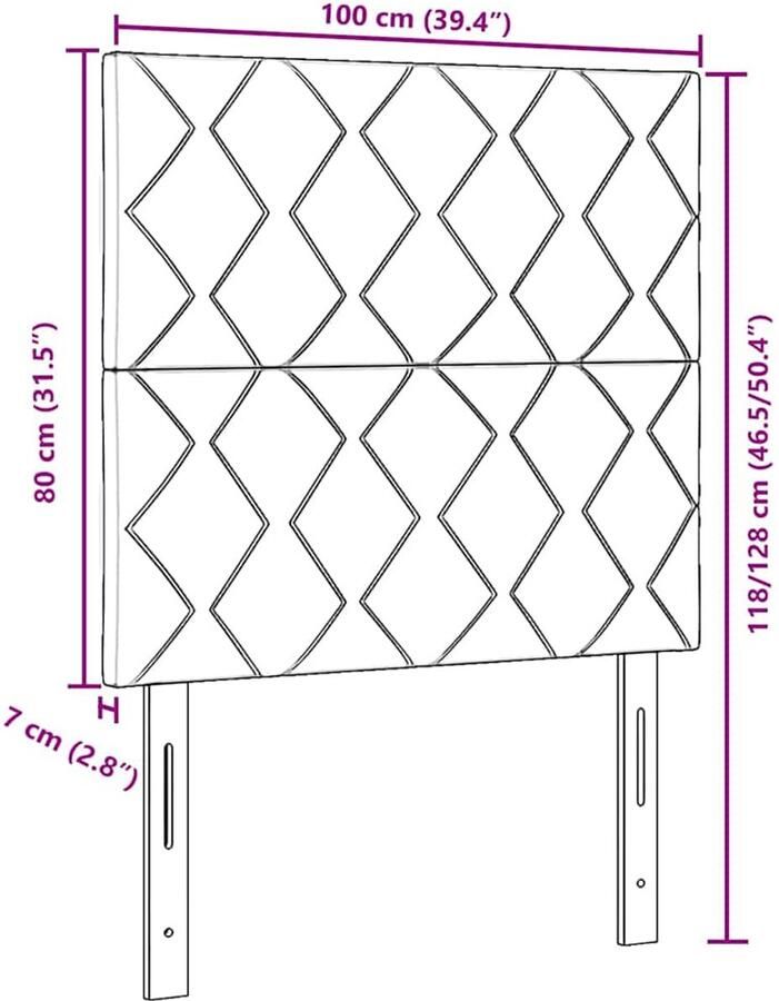 VidaXL LED Hoofdbord met Diamantblok Ontwerp Lichtgrijs 100 cm Stof