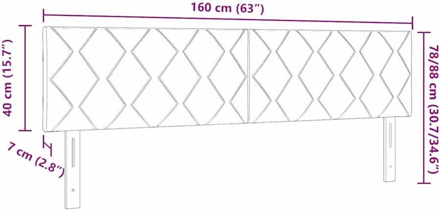 VidaXL Hoofdbord met LED -striplichten Verstelbaar Taupe 160 cm Stof - Foto 2