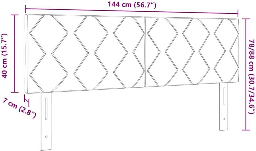 VidaXL LED Hoofdbord met Diamantblokontwerp in Donkerblauw 144 cm Velours - Foto 2