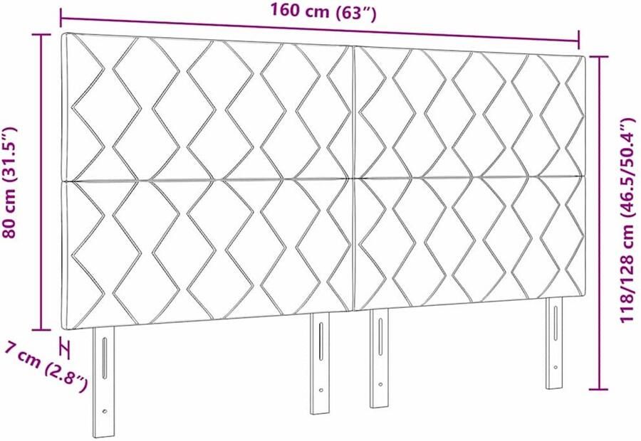 VidaXL LED Hoofdbord met Diamant Blokken Ontwerp in het Zwart 160 cm Stof