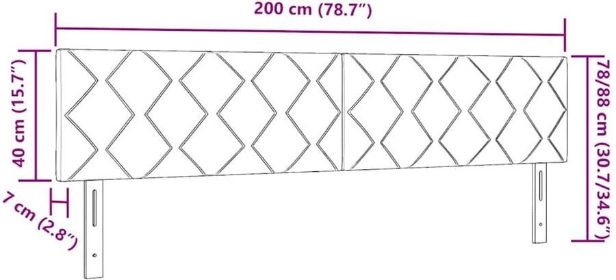 VidaXL LED Hoofdbord met Diamanten Blokken in Donkerblauw 200 cm Velours - Foto 2