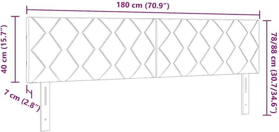 VidaXL LED Hoofdbord met Diamant Blokken Ontwerp in Donkergroen 180 cm van Fluweel