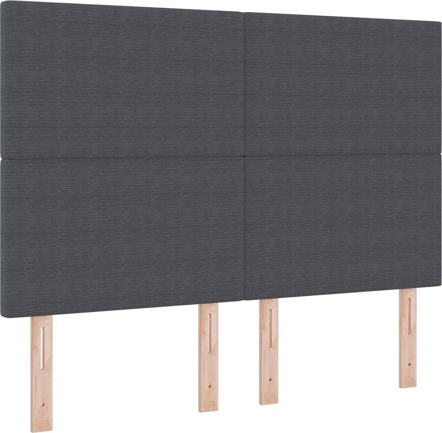 VidaXL LED hoofdbord met een eenvoudige uitstraling Donkergrijs 80 cm Corduroy stof - Foto 2