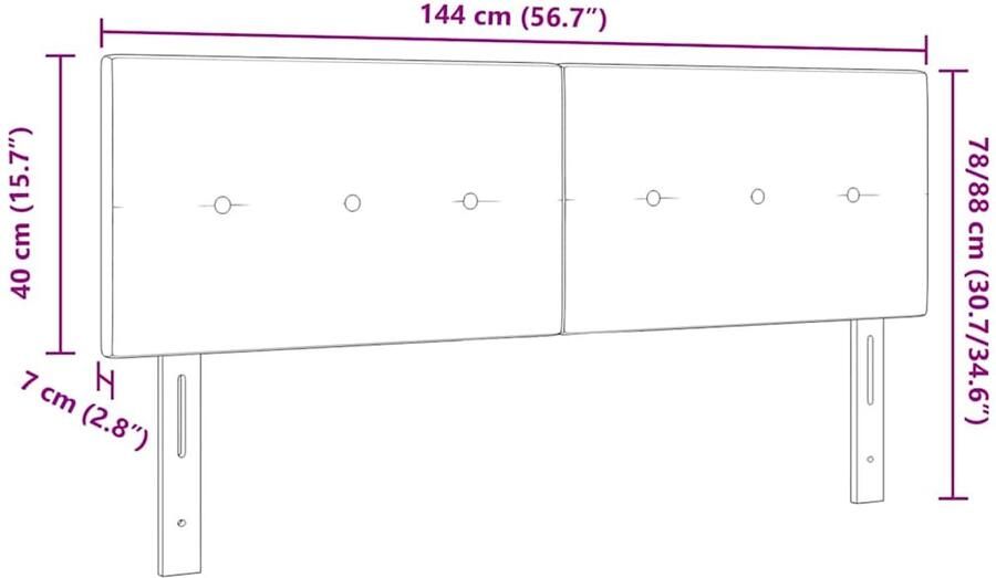 VidaXL LED Hoofdbord met Knopen Tufted Lichtroze 72 cm Fluweel