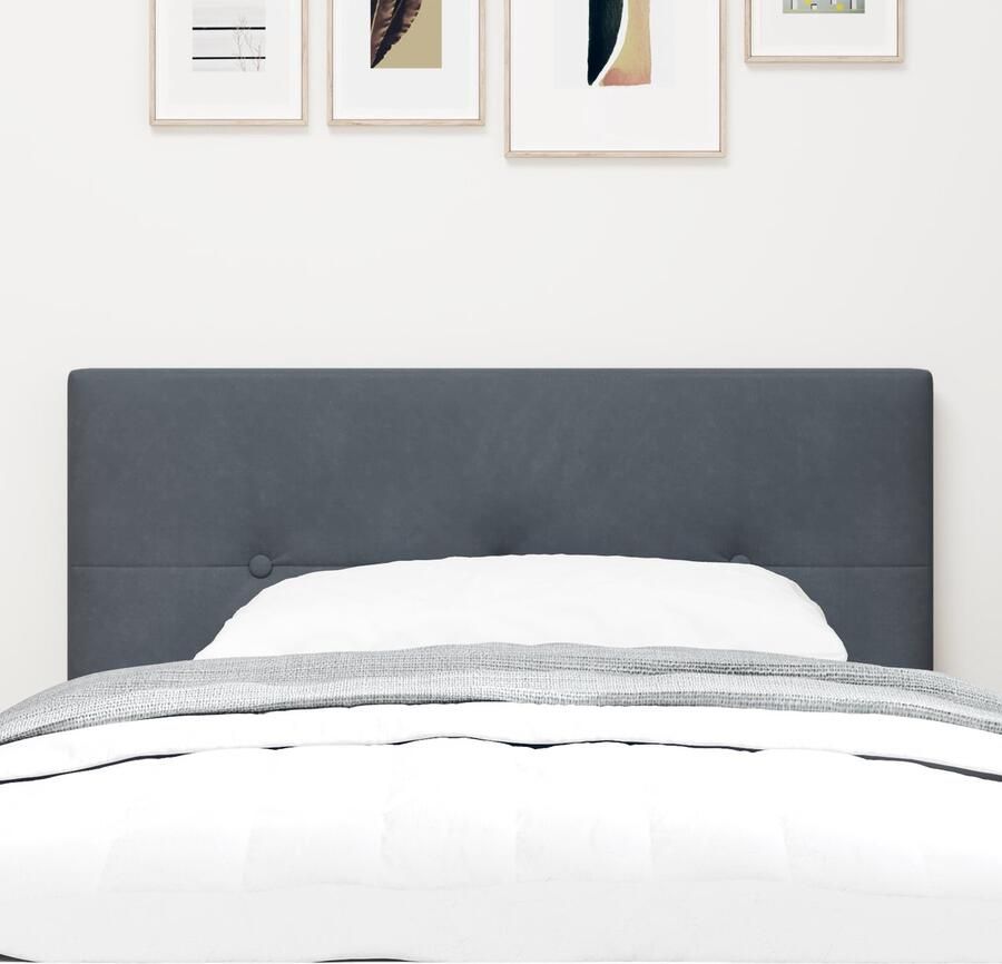 VidaXL Hoofdbord met LED -striplichten Verstelbaar Grijs 90 cm Fluweel - Foto 2