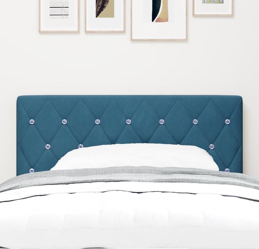 VidaXL LED Hoofdbord met Kristal Knoppen Tufted Donkerblauw 100 cm Velours - Foto 2