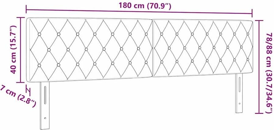 VidaXL LED Hoofdbord met Kristallen Knop Genopt in Roze 90 cm Velours