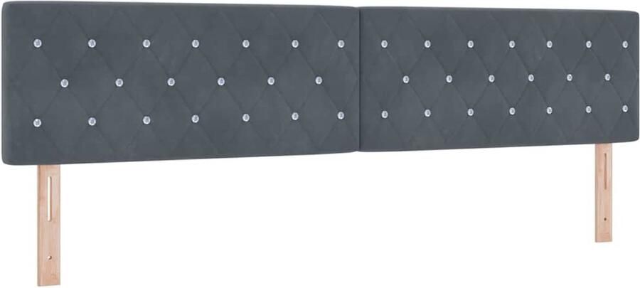 VidaXL LED Hoofdbord met Kristallen Knop Geplooid Donkergrijs 100 cm Velours