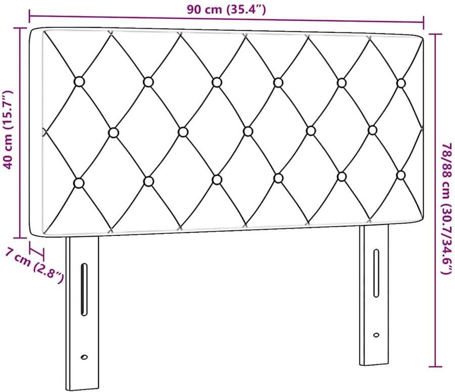 VidaXL LED Hoofdbord met Kristallen Knopen Tufted Donkergrijs 90 cm Velours - Foto 2
