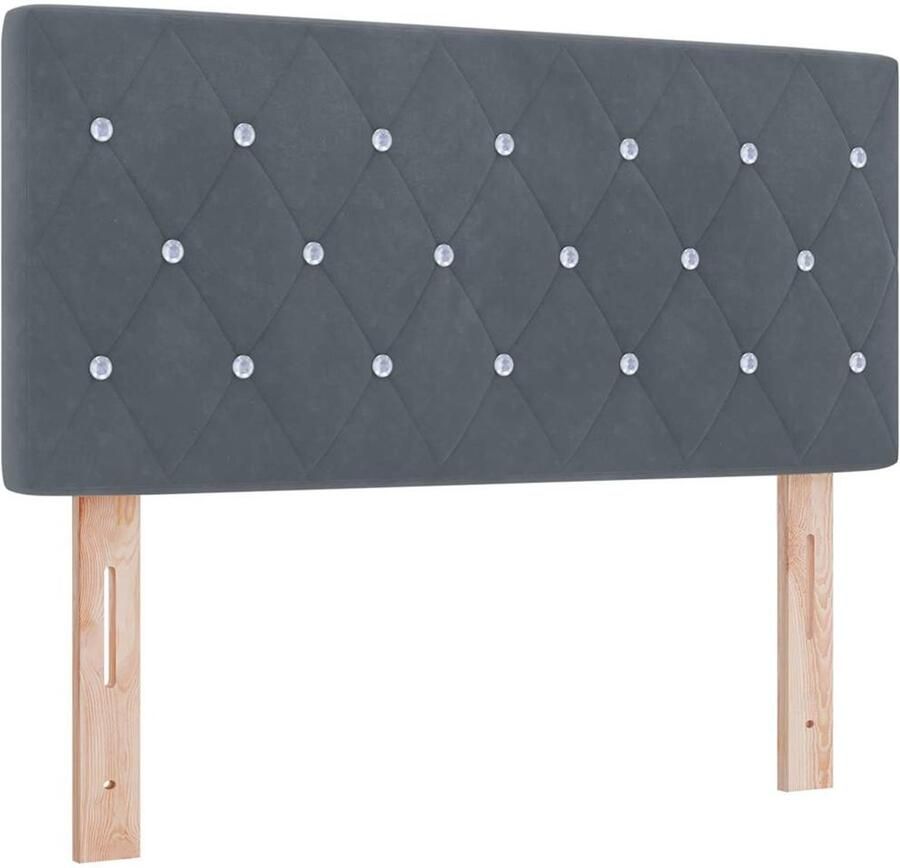 VidaXL LED Hoofdbord met Kristallen Knopen Tufted Donkergrijs 90 cm Velours