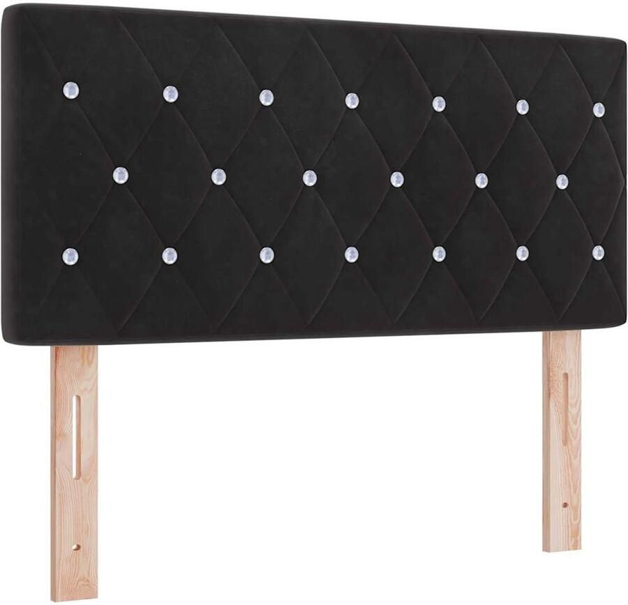 VidaXL LED Hoofdbord met Kristallen Knoppen Tufted Zwart 100 cm Fluweel