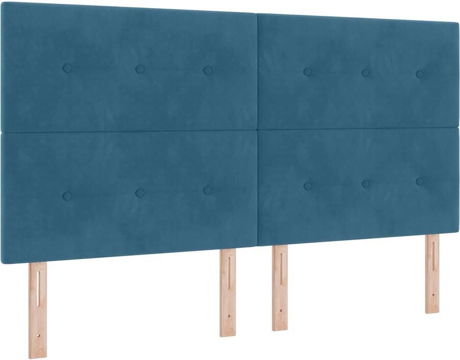 VidaXL Hoofdbord met LED -striplichten Verstelbaar Blauw 90 cm Fluweel - Foto 4