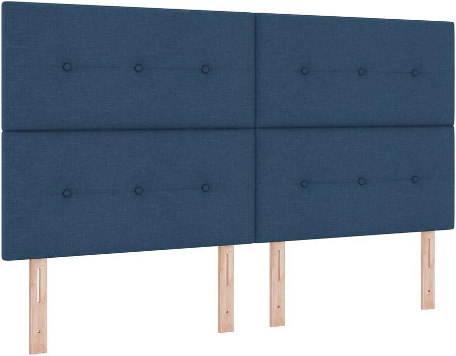 VidaXL Boxspring bed met matras met hoofdeinde Blauw 180 x 200 cm Stof