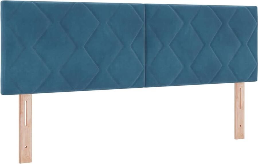 VidaXL LED Hoofdbord met Diamantblokontwerp in Donkerblauw 144 cm Velours