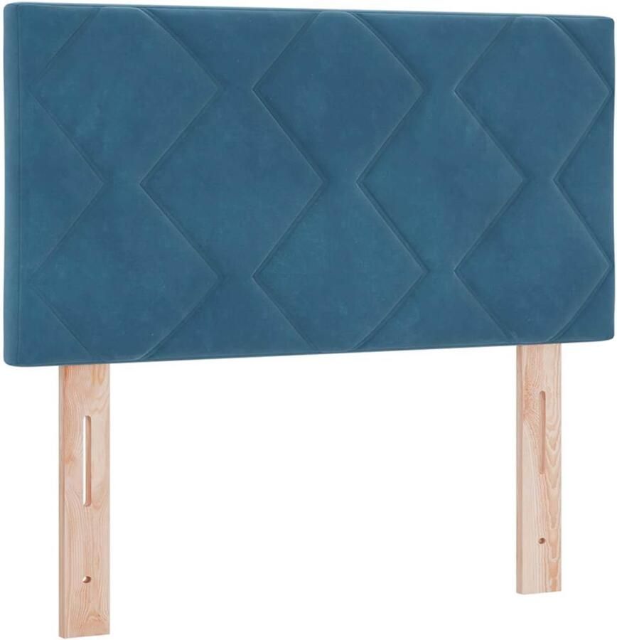 VidaXL LED Hoofdbord met Diamant Blokken Design Donkerblauw 80 cm Velvet