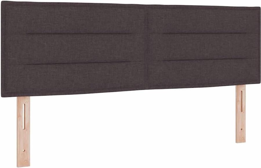 VidaXL LED Hoofdbord met LED -striplichten Donkerbruin 144 cm Stof