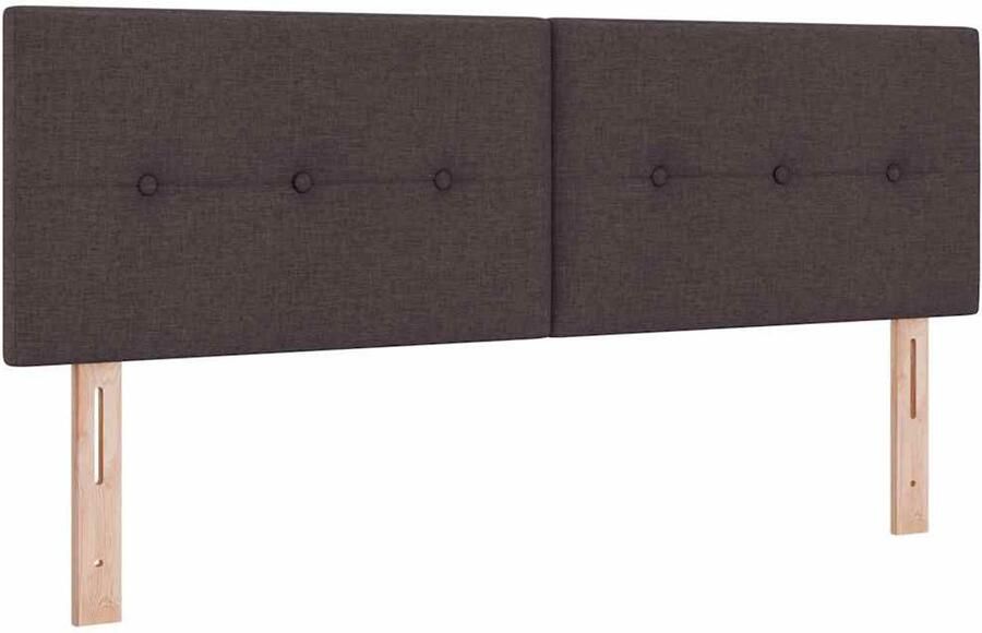 VidaXL LED Hoofdbord met LED -striplichten Donkerbruin 144 cm Stof