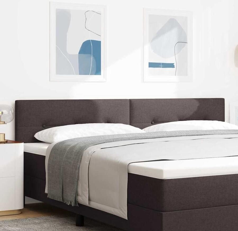 VidaXL LED Hoofdbord met LED -striplichten Donkerbruin 200 cm Stof