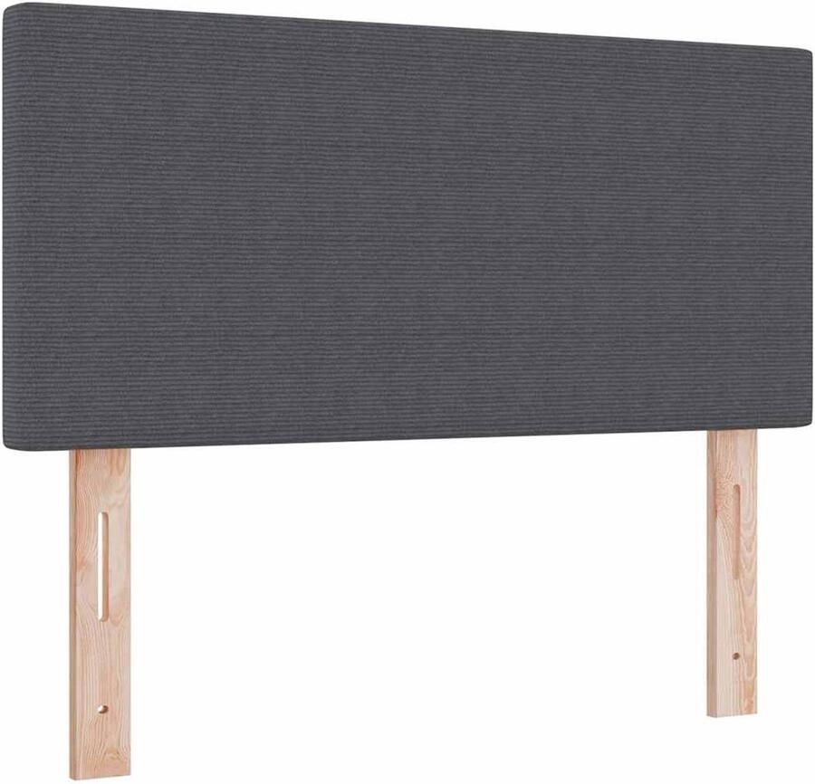 VidaXL LED Hoofdbord Simpel Ontwerp Donkergrijs 90 cm Corduroy Stof