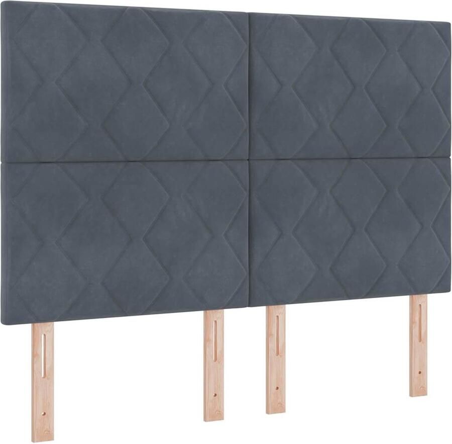 VidaXL LED Hoofdbord met LED -striplichten Donkergrijs 144 cm Fluweel