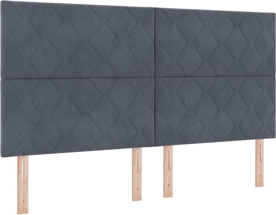 VidaXL LED Hoofdbord met Diamant Blokken in Donkergrijs 180 cm van Fluweel