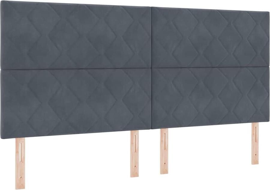 VidaXL LED Hoofdbord met Diamant Blokken Ontwerp in Donkergrijs 200 cm van Velours