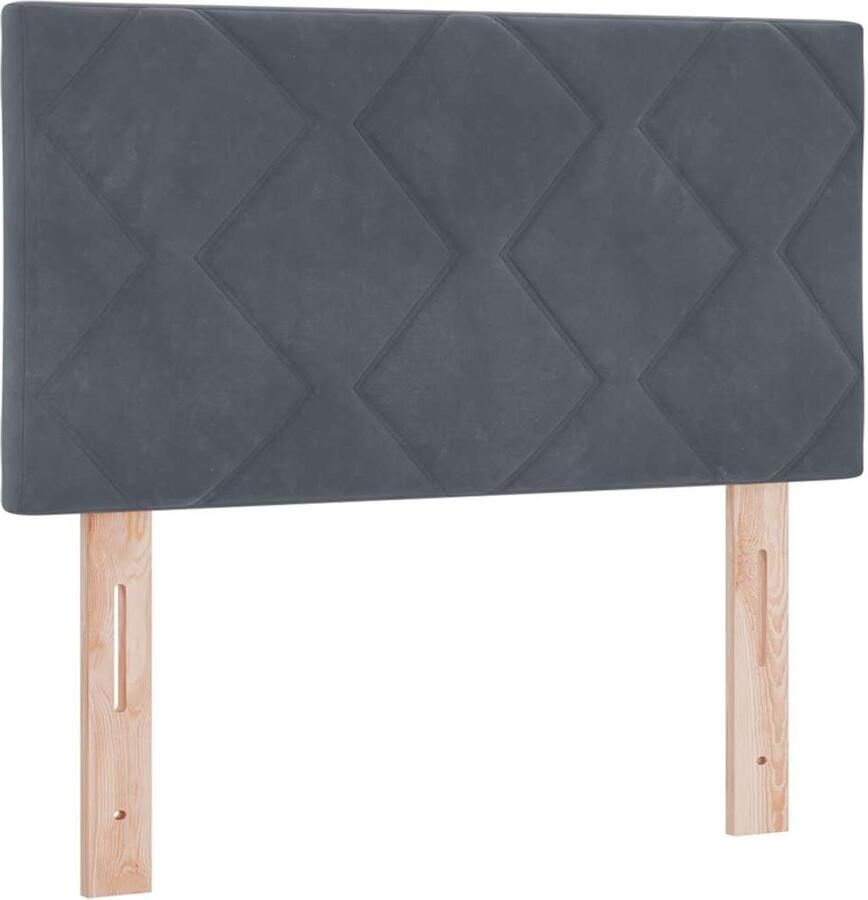 VidaXL LED Hoofdbord met Diamantblok Ontwerp Donkergrijs 80 cm van Fluweel