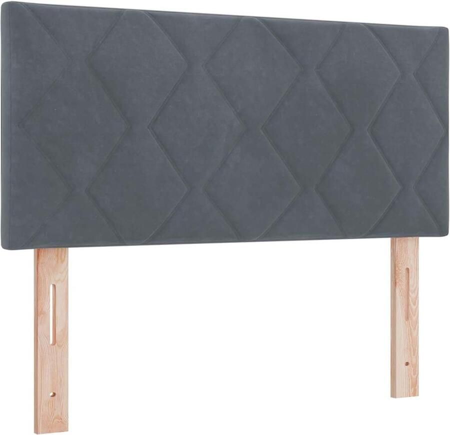 VidaXL LED Hoofdbord met Diamantblokontwerp in Donkergrijs 100 cm Velours