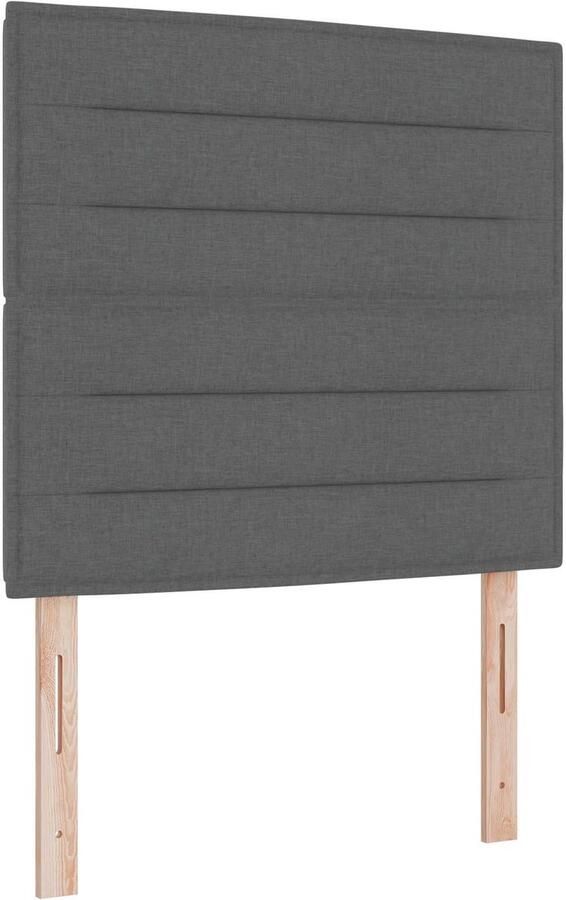 VidaXL LED Hoofdbord met LED -striplichten Donkergrijs 80 cm Polyester - Foto 5