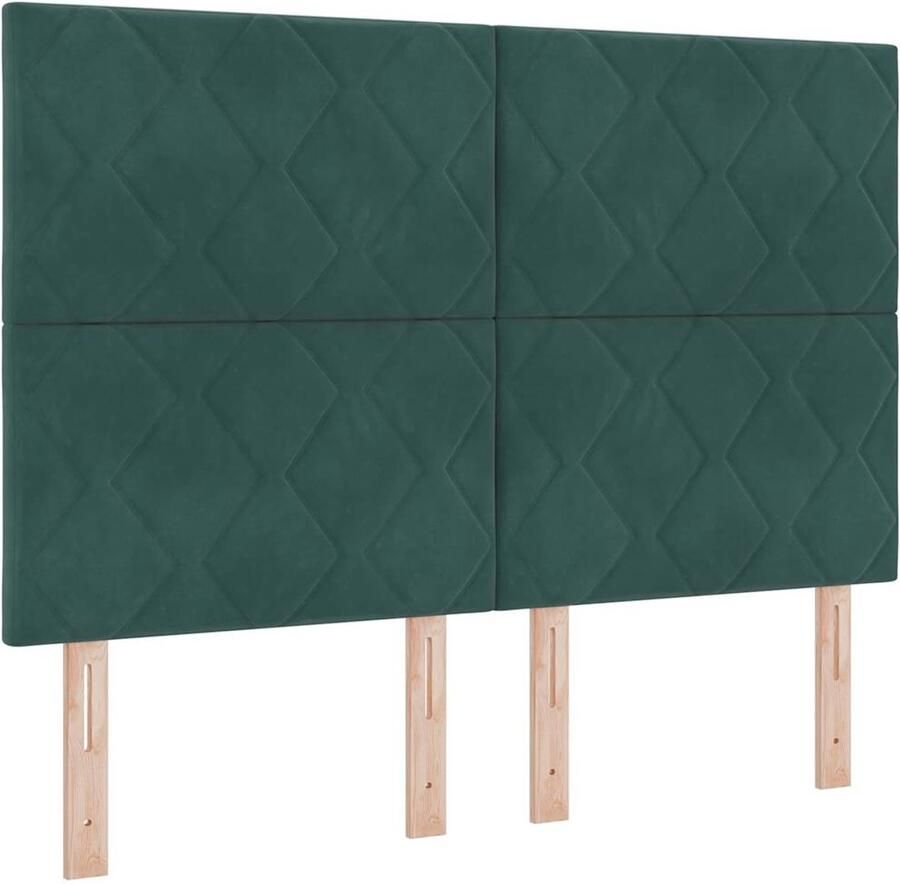 VidaXL LED Hoofdbord met LED -striplichten Donkergroen 144 cm Fluweel