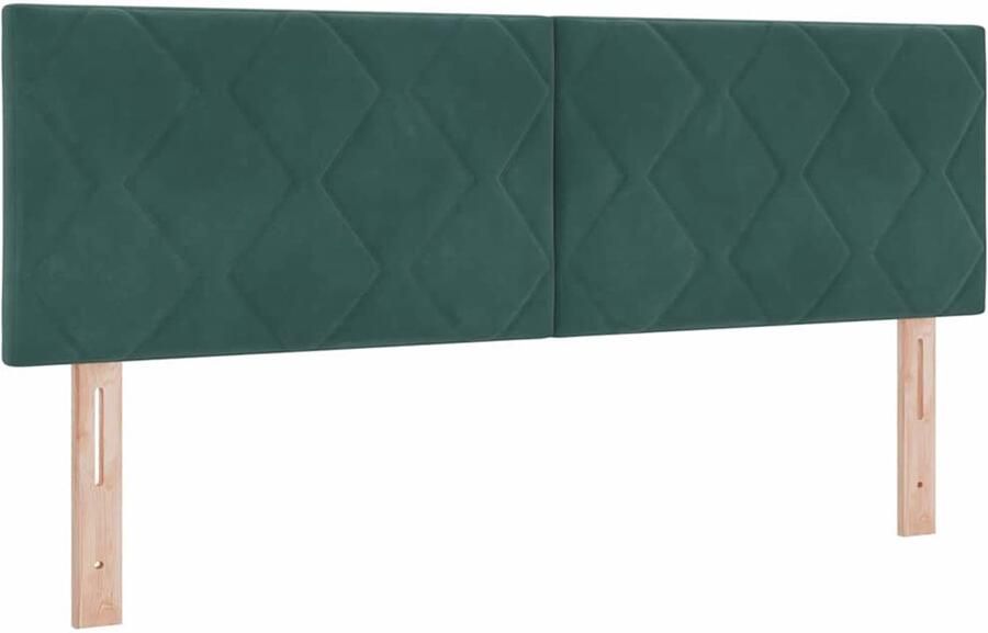 VidaXL LED Hoofdbord met Diamant Blokken Ontwerp in Donkergroen 144 cm van Fluweel