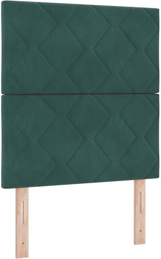 VidaXL LED hoofdbord met diamanten blokken ontwerp in donkergroen 80 cm van fluweel - Foto 2