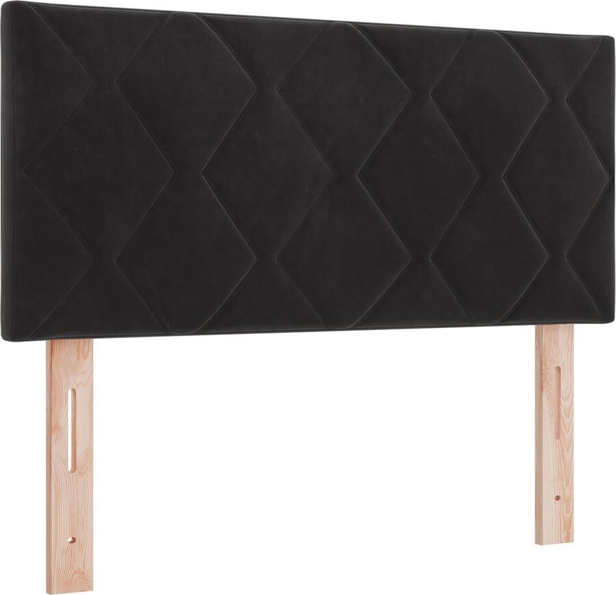 VidaXL LED Hoofdbord met LED -striplichten Geruit Zwart 100 cm Fluweel