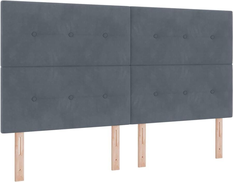 VidaXL LED Hoofdbord met LED-stripverlichting Grijs 180 cm Fluweel - Foto 2