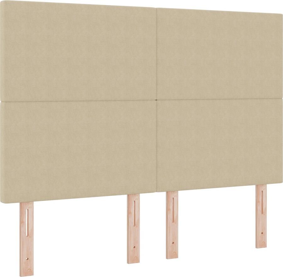 VidaXL LED Hoofdbord met LED -striplichten Grijs groen 144 cm Stof