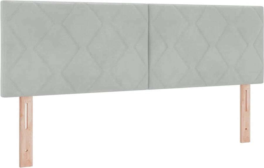 VidaXL LED Hoofdbord met Diamantblokken in Lichtgrijs 160 cm Van Fluweel