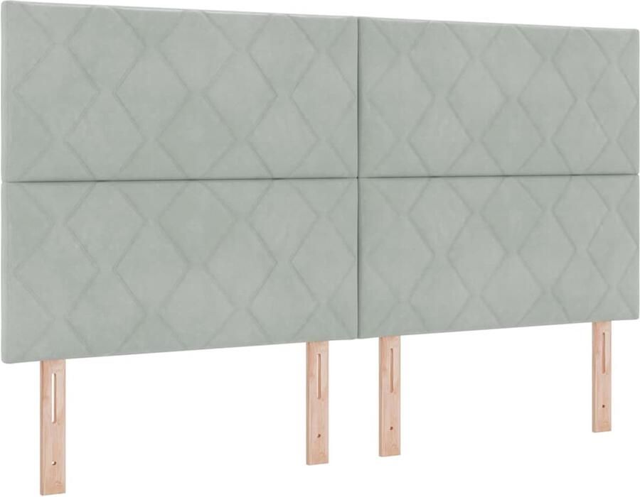 VidaXL LED Hoofdbord met LED -striplichten Lichtgrijs 180 cm Fluweel