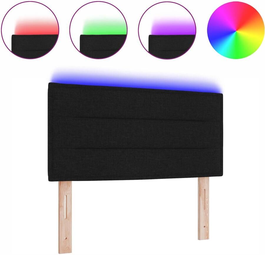 VidaXL LED Hoofdbord met LED -striplichten Handmatig Zwart 90 cm Stof - Foto 3