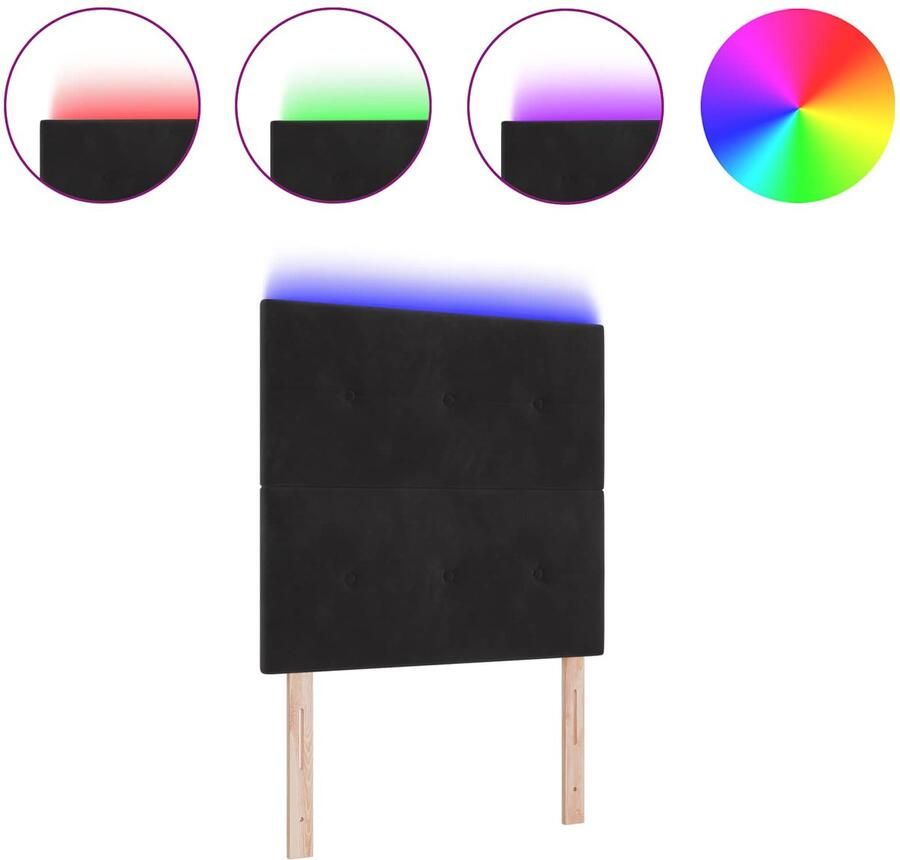 VidaXL LED Hoofdbord met LED-stripverlichting Zwart 200 cm Fluweel - Foto 2