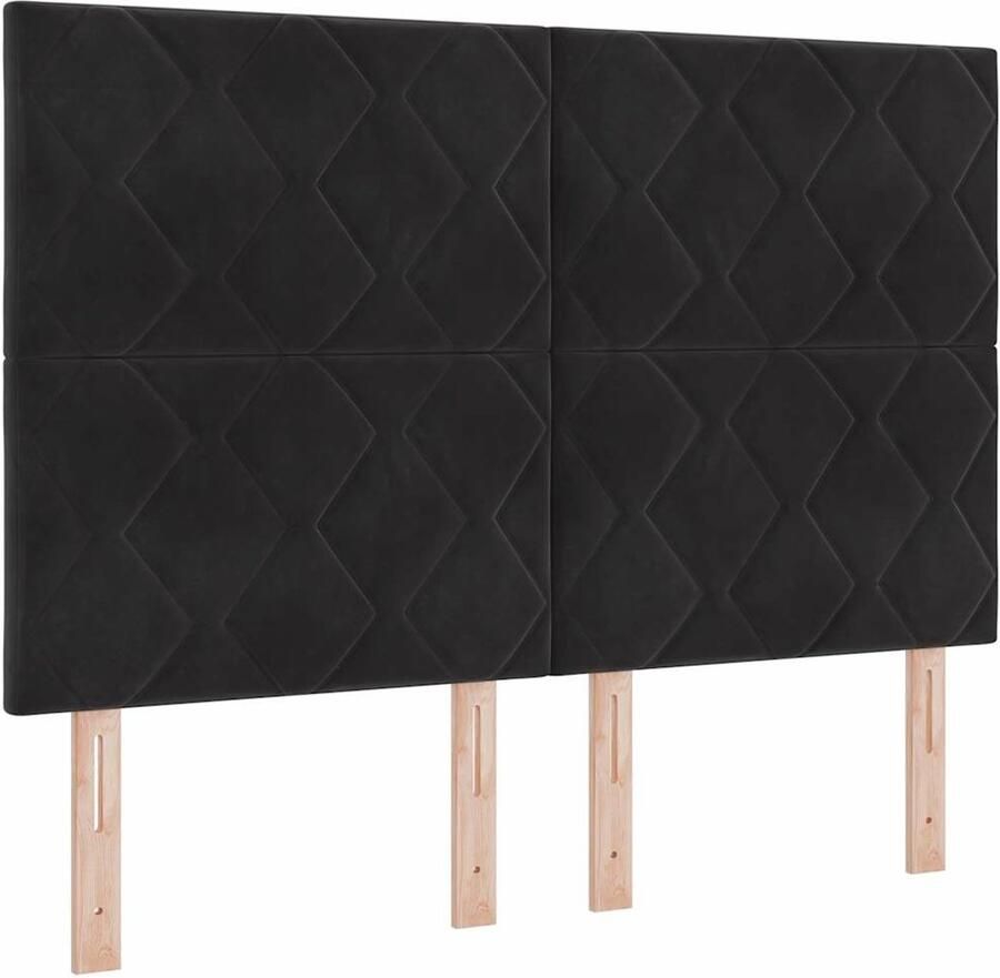 VidaXL LED Hoofdbord met Diamanten Blokken in Zwart 160 cm Velvet