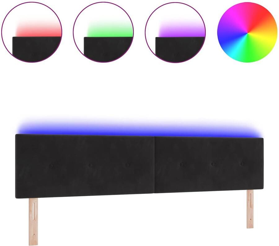VidaXL LED Hoofdbord met LED-stripverlichting Zwart 200 cm Fluweel - Foto 3