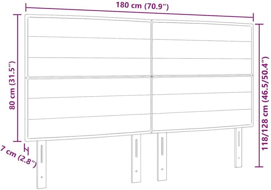 VidaXL LED Hoofdbord met Lijnen Ontwerp Donkergrijs 90 cm Stof