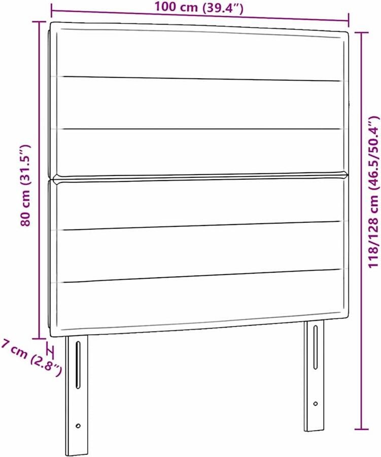 VidaXL LED Hoofdbord met LED -striplichten Lichtgrijs 100 cm Stof - Foto 2